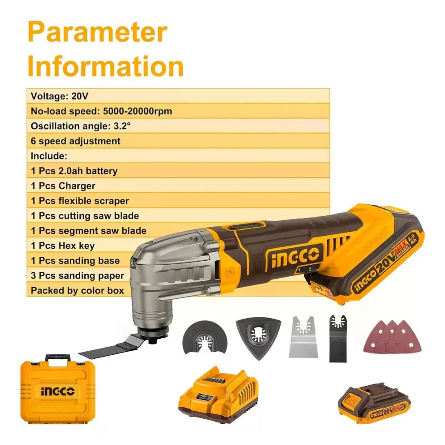 Multicortadora Multiuso Ingco 20v + Bat + Carg Cmli20228 2