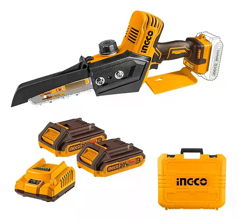 Mini Motosierra Ingco 20v 150 Mm Bl +2 Bat + Carg Cgsli20686 Amarillo