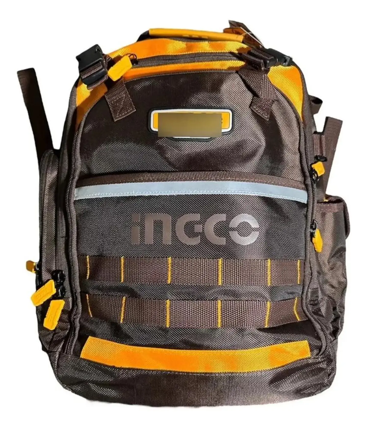 Mochila Porta Herramienta Industrial Ingco 46x38x17 Hbp01028 Naranjo/café 3
