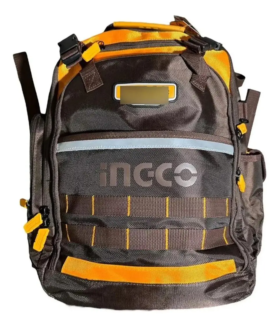 Mochila Porta Herramienta Industrial Ingco 46x38x17 Hbp01028 Naranjo/café 3