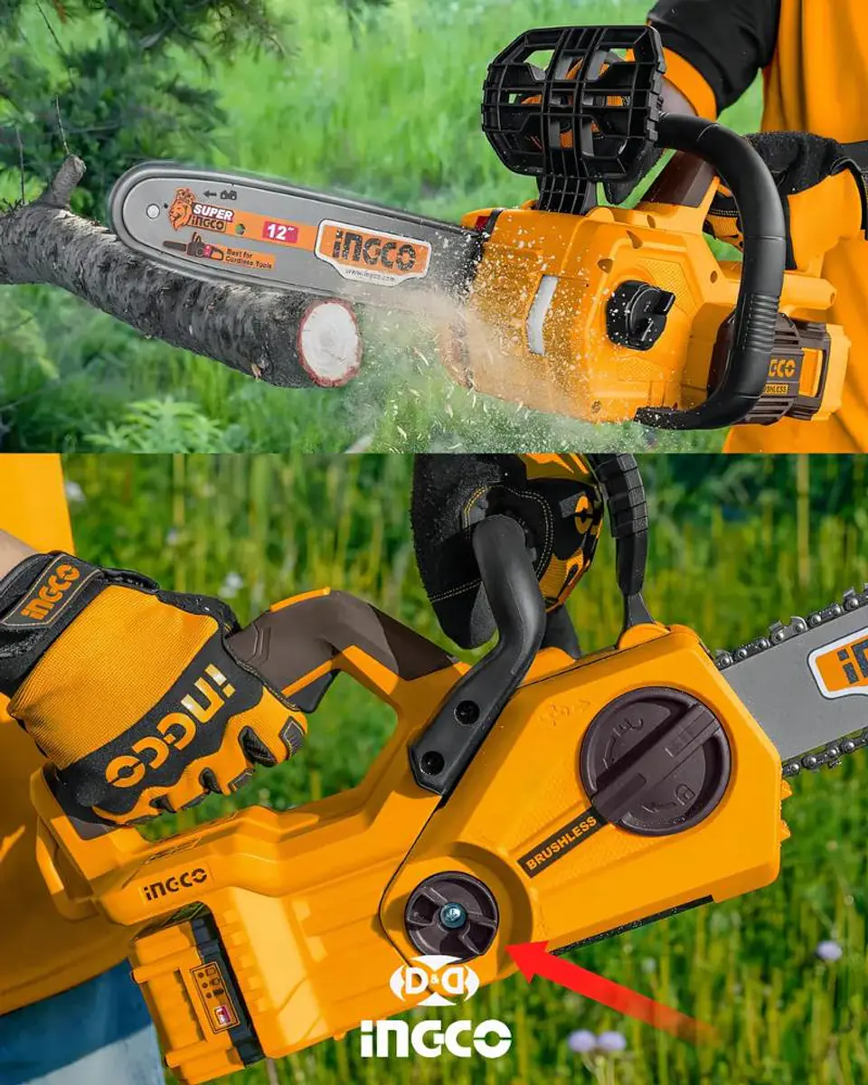 Motosierra Inalámbrica 16'' 400mm 40v + 2 Baterías 4ah + Cargador Doble Puerto Amarillo 9