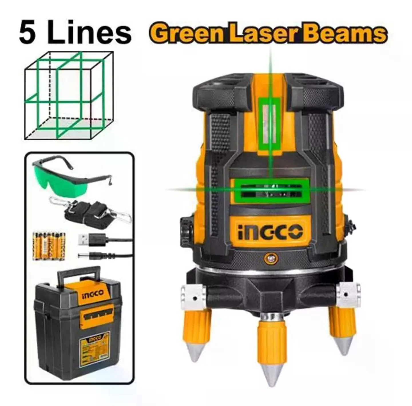Nivel Laser Autonivelante 5 Líneas Verde 30m Ingco Hll305205 3