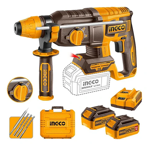 Rotomartillo Inalambrico Bl 20v 2.5j Ingco Crhli202682 Bater Marrón Oscuro 50 Hz