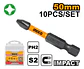 Set 10 Puntas Impacto Destornillador Ph2 50mm Imantada Ingco - Miniatura 2