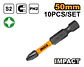 Set 10 Puntas Impacto Destornillador Ph2 50mm Imantada Ingco - Miniatura 6