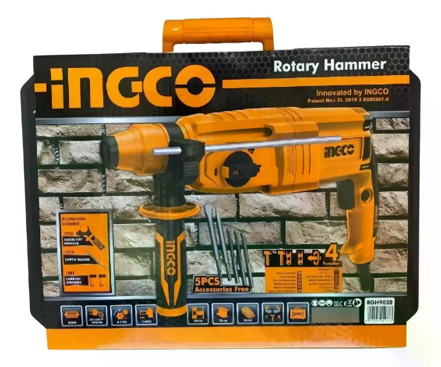 Rotomartillo 800w Ingco Rgh9028 Color Naranja 50 Hz 3