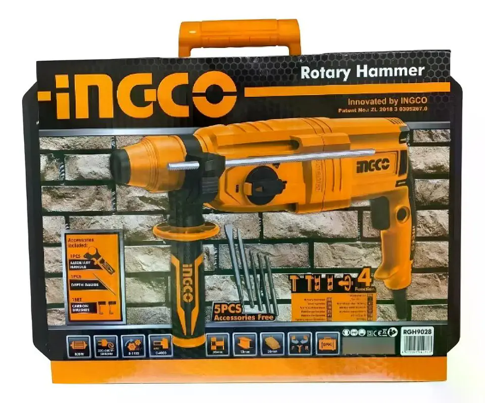 Rotomartillo 800w Ingco Rgh9028 Color Naranja 50 Hz 3