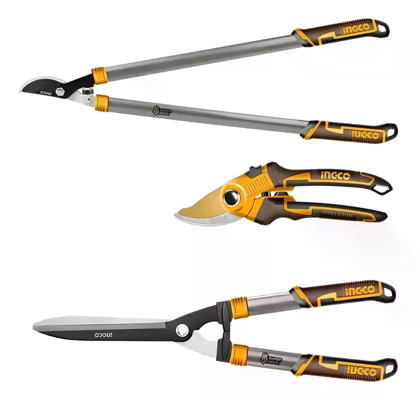 Set 3 Tijeras De Poda  Ingco 8 / 25-34 / 28-35 PuLG Hlt93301 Naranja 1