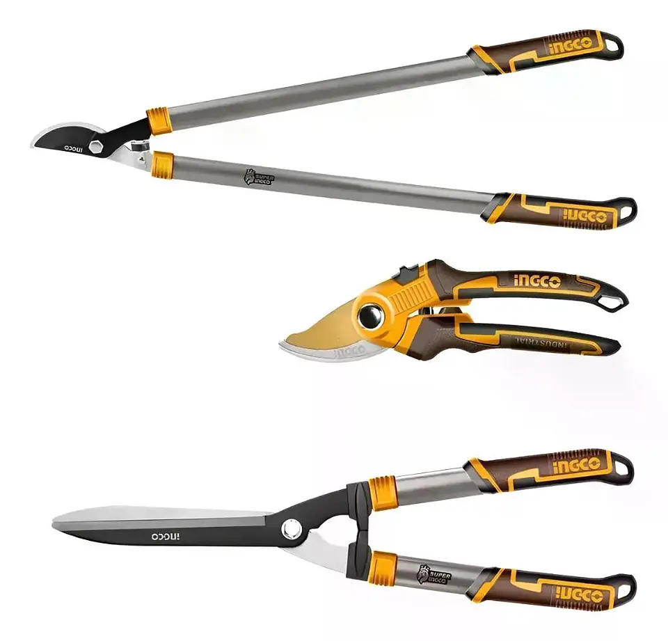 Set 3 Tijeras De Poda  Ingco 8 / 25-34 / 28-35 PuLG Hlt93301 Naranja 1