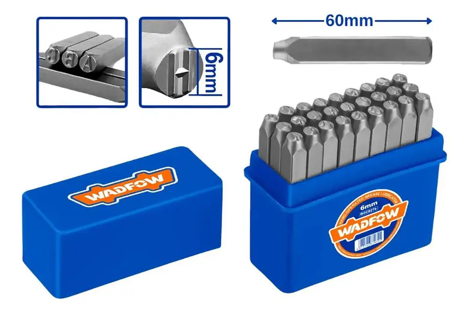 Set De 27 Punzones Letras A-z Y Simbolos 6 Mm 60 Mm Wadfow 6 Mm 2