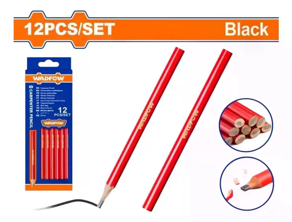 Set De 12 Lapiz Carpintero Negro Wadfow Wmq1512 Negro 2