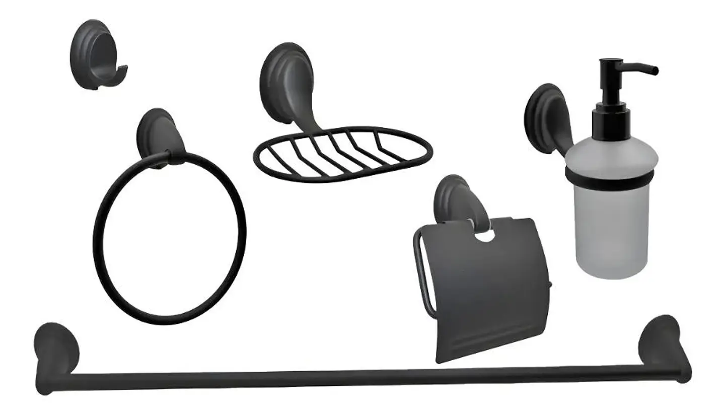 Set De Accesorios De Baño 6 Piezas Notte Täumm Color Negro Negro 1