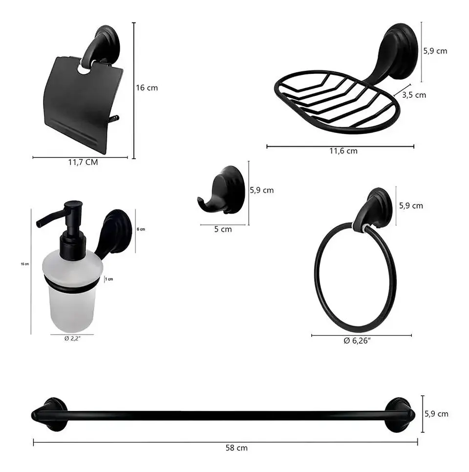 Set De Accesorios De Baño 6 Piezas Notte Täumm Color Negro Negro 9