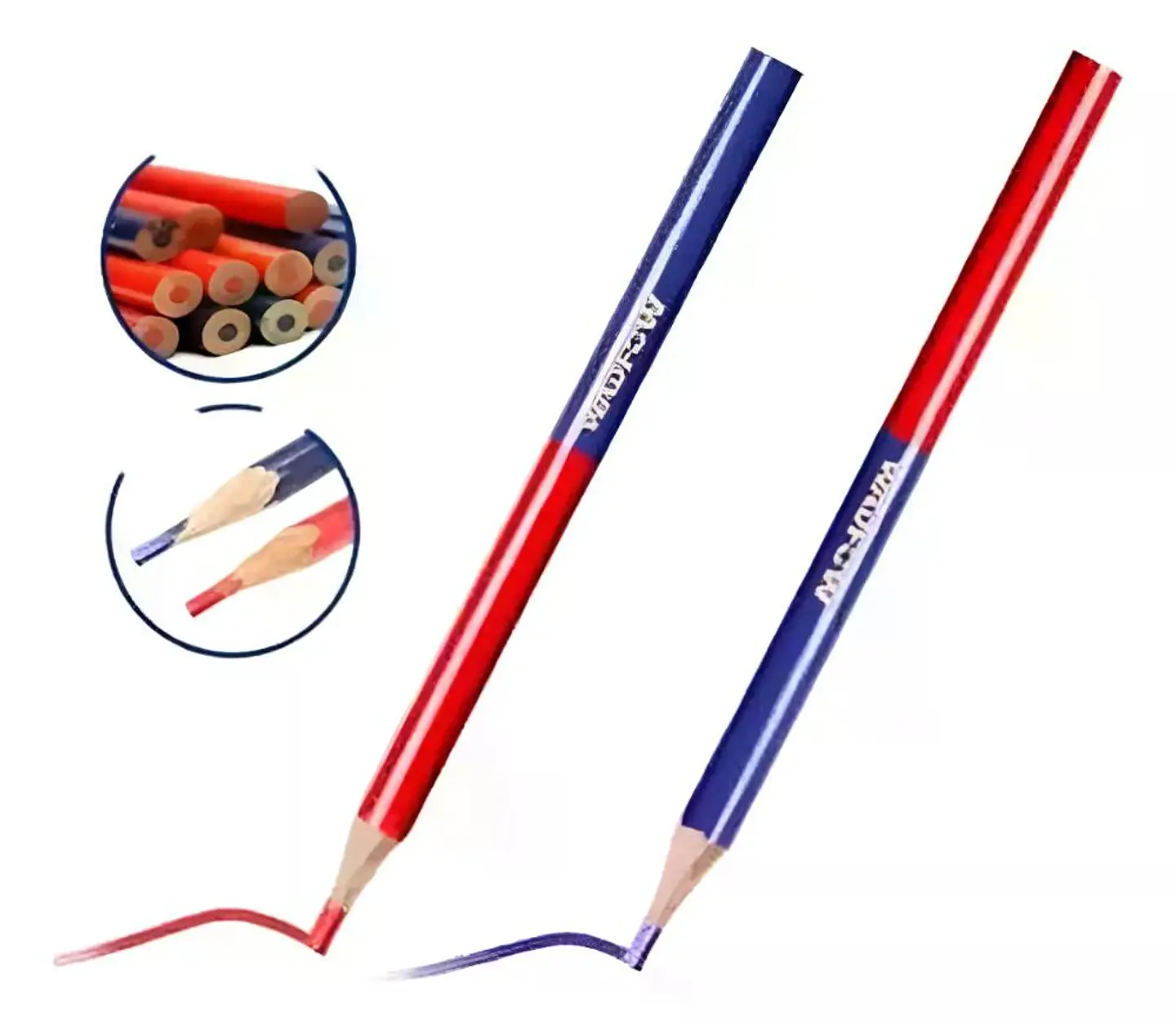 Set De 12 Lápiz Carpintero Bicolor Azul/rojo Wadfow Wmq2512 Azul 1
