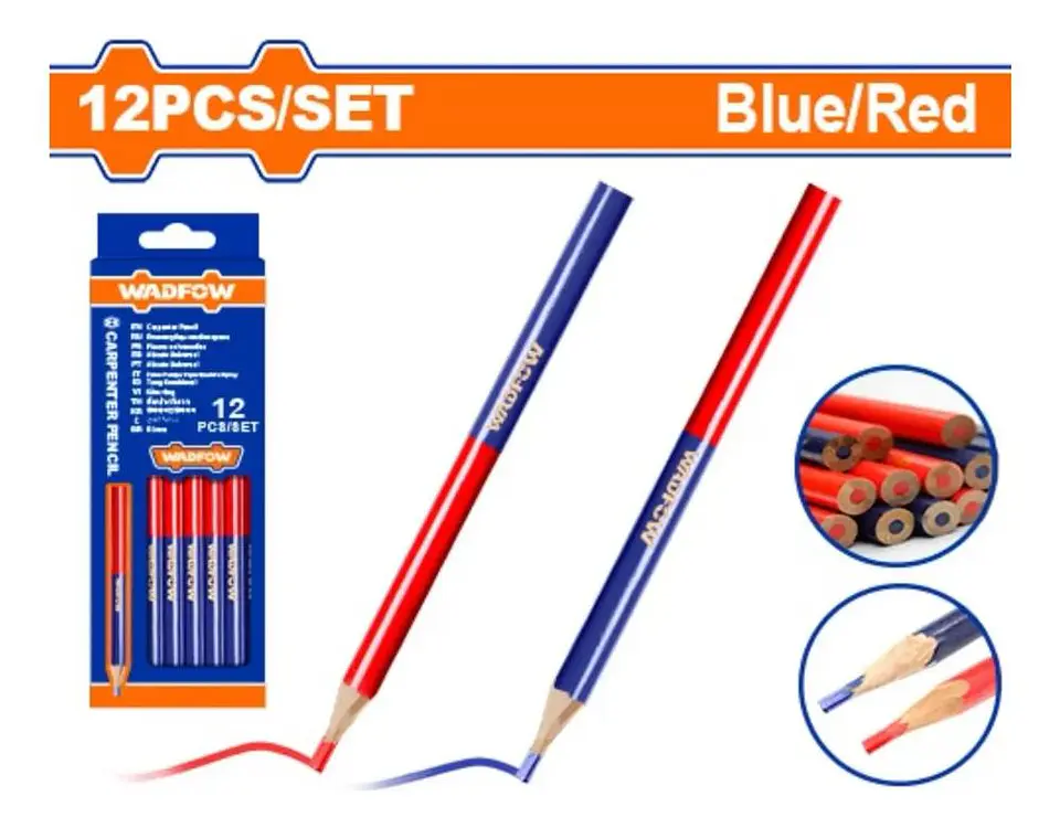 Set De 12 Lápiz Carpintero Bicolor Azul/rojo Wadfow Wmq2512 Azul 2