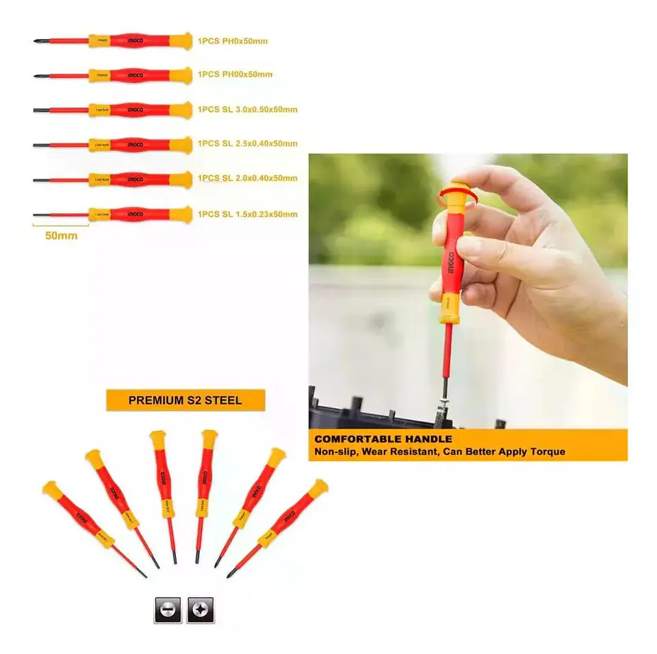 Set Desatornillador De Precision Aislado Ingco Vde 6 Piezas 4