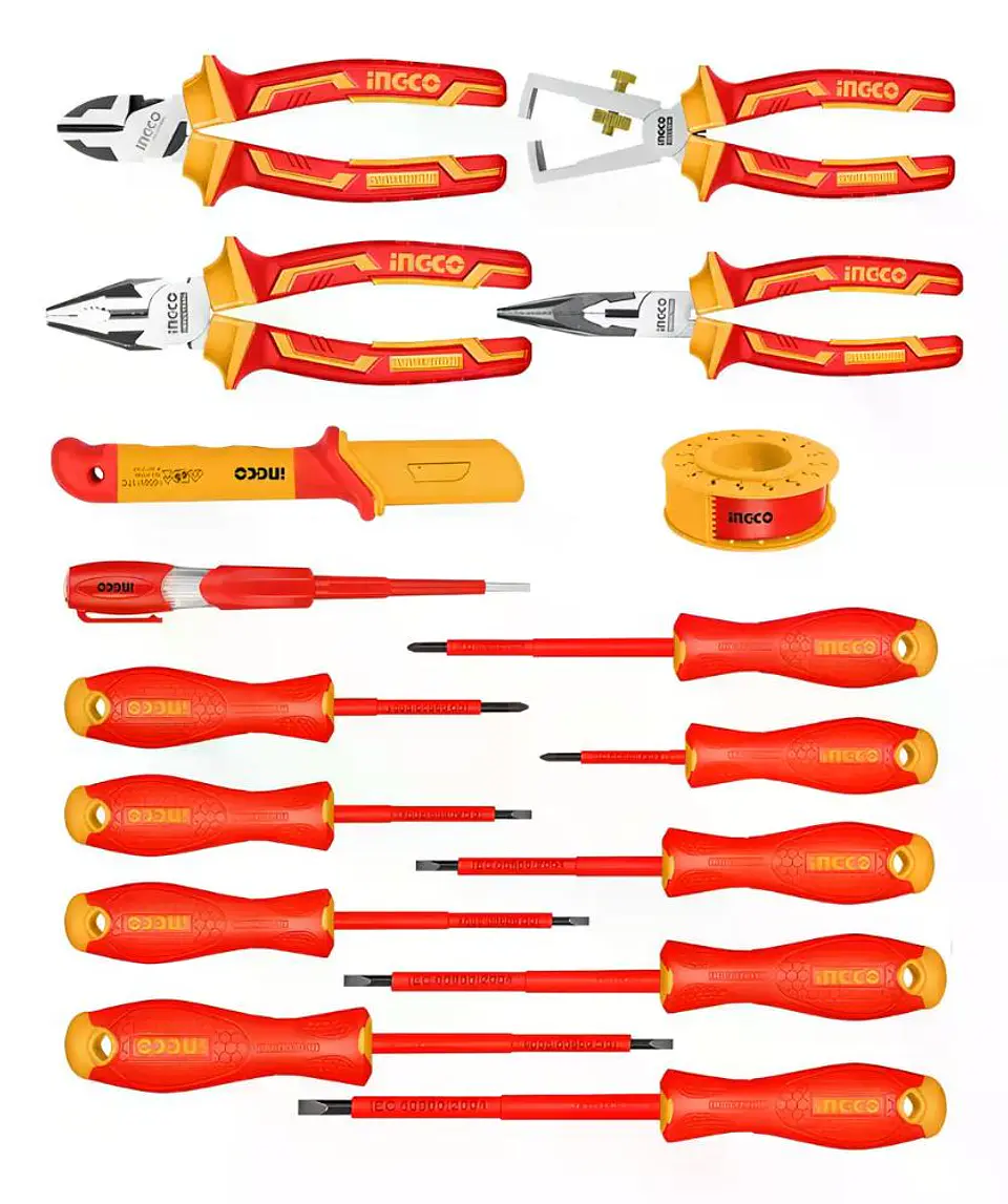 Set Herramientas Manuales Aisladas Dieléctricos 16 Piezas Hkith1601 Ingco Color Rojo 1