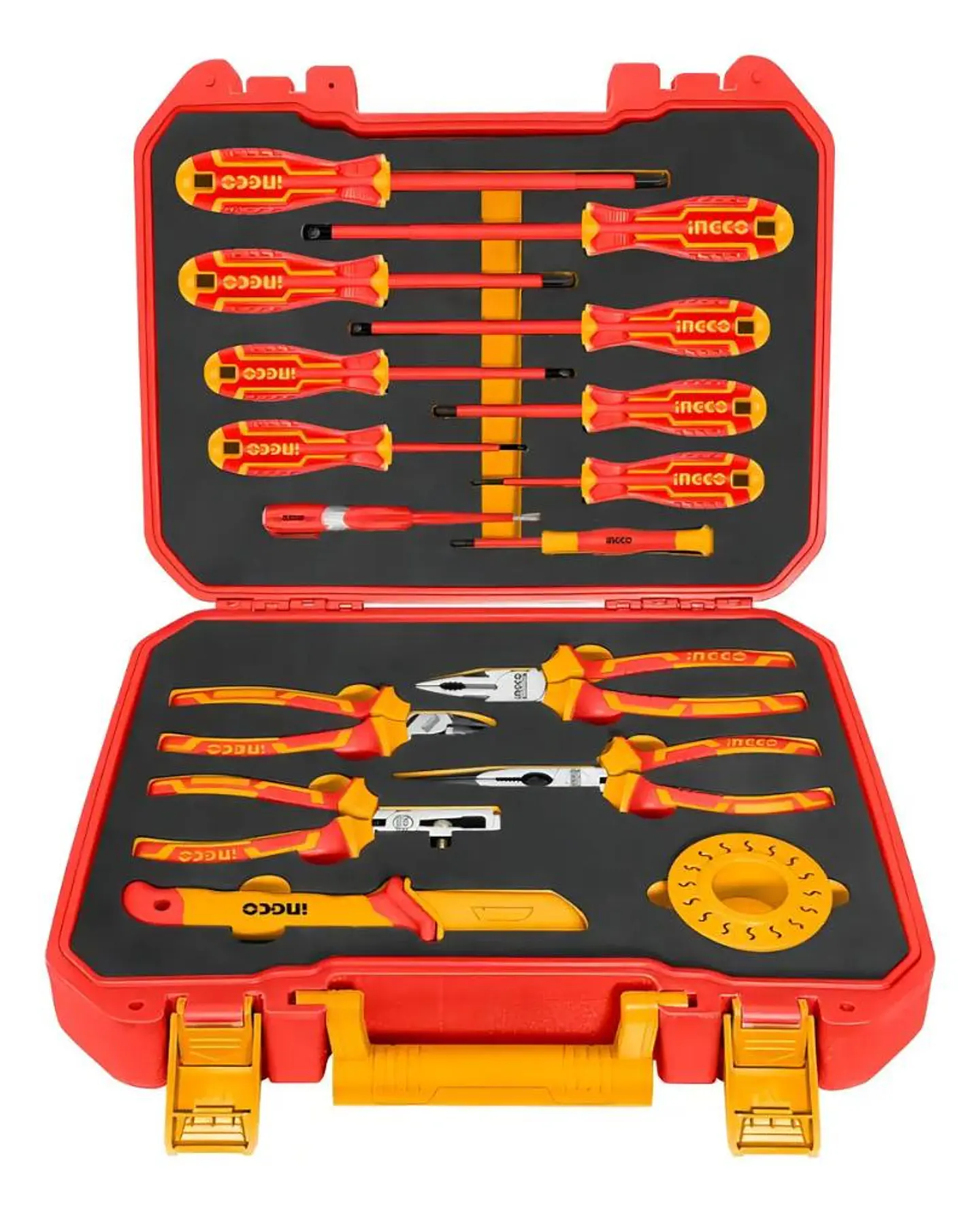 Set Herramientas Manuales Aisladas Dieléctricos 16 Piezas Hkith1601 Ingco Color Rojo 2