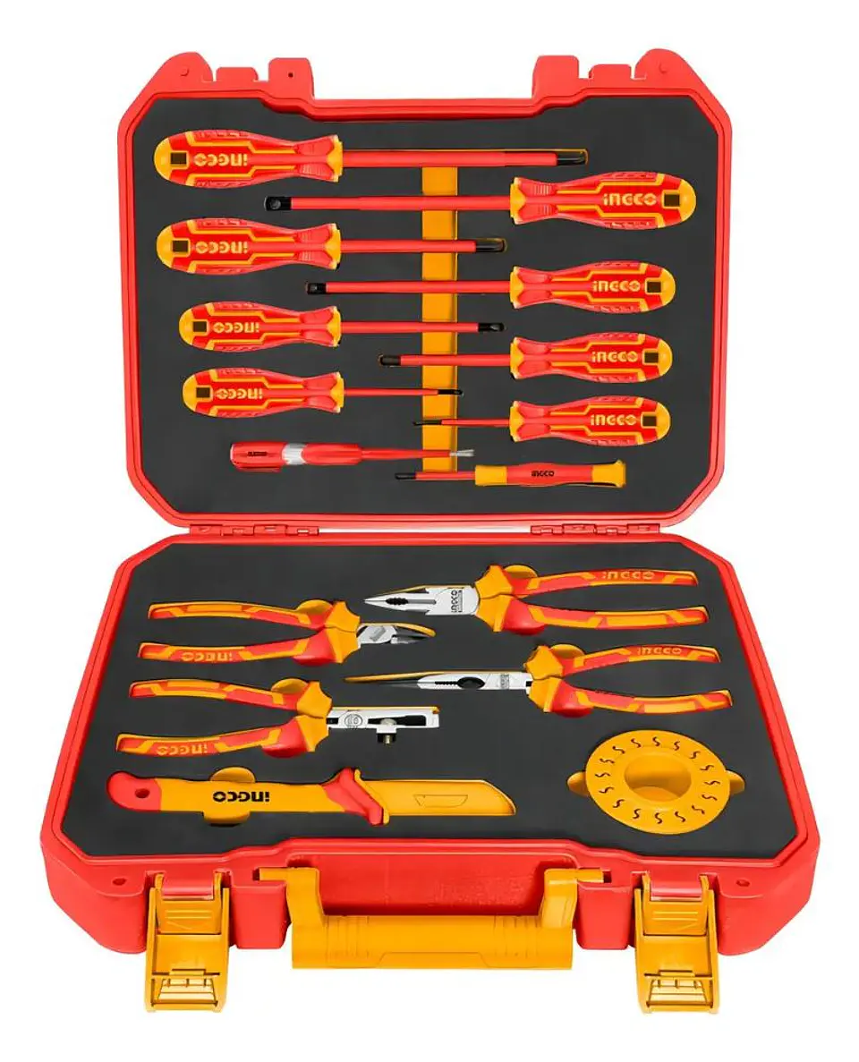Set Herramientas Manuales Aisladas Dieléctricos 16 Piezas Hkith1601 Ingco Color Rojo 2