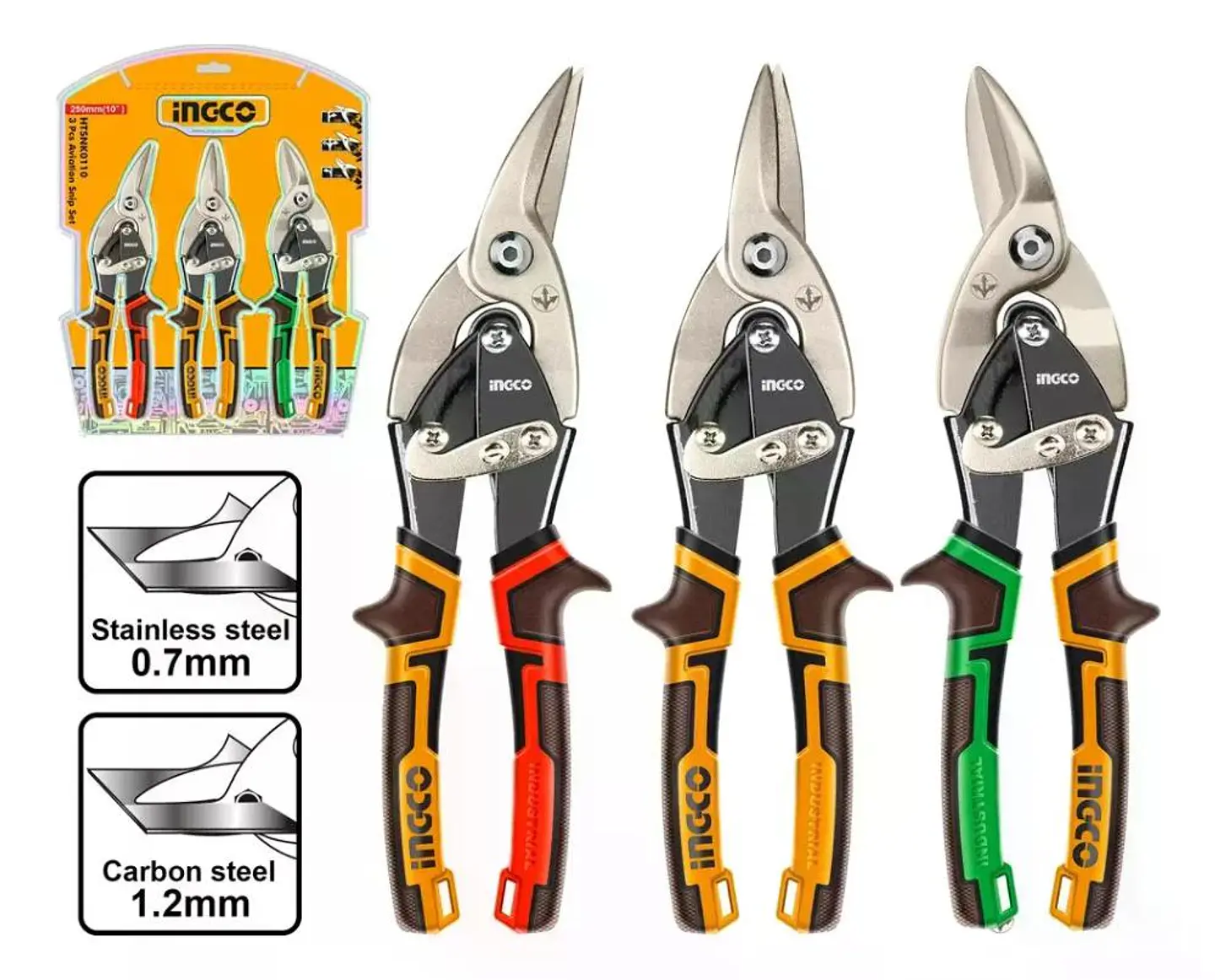 Set Pack De 3 Tijeras Aviación Hojalateras Ingco De 10 Pulga 2