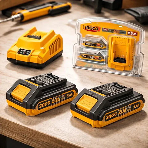 Set De 2 Baterias 2 Ah + Cargador Normal 20v Ingco Fbcpk1222