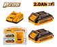 Set De 2 Baterias 2 Ah + Cargador Normal 20v Ingco Fbcpk1222 - Miniatura 4