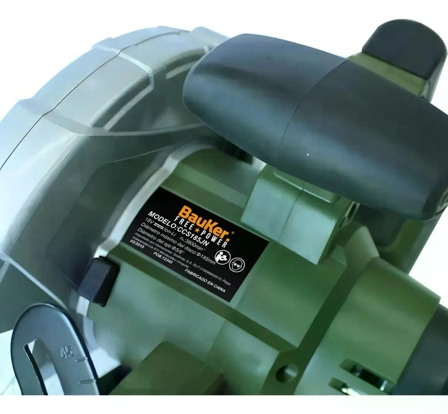 Sierra Circular Inalámbrica Bauker 185mm Sin Batería Madera Verde Oscuro 4