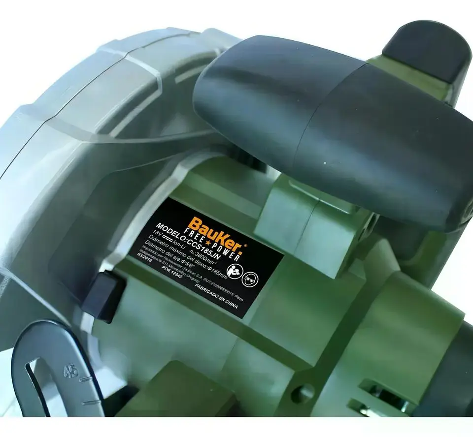 Sierra Circular Inalámbrica Bauker 185mm Sin Batería Madera Verde Oscuro 4