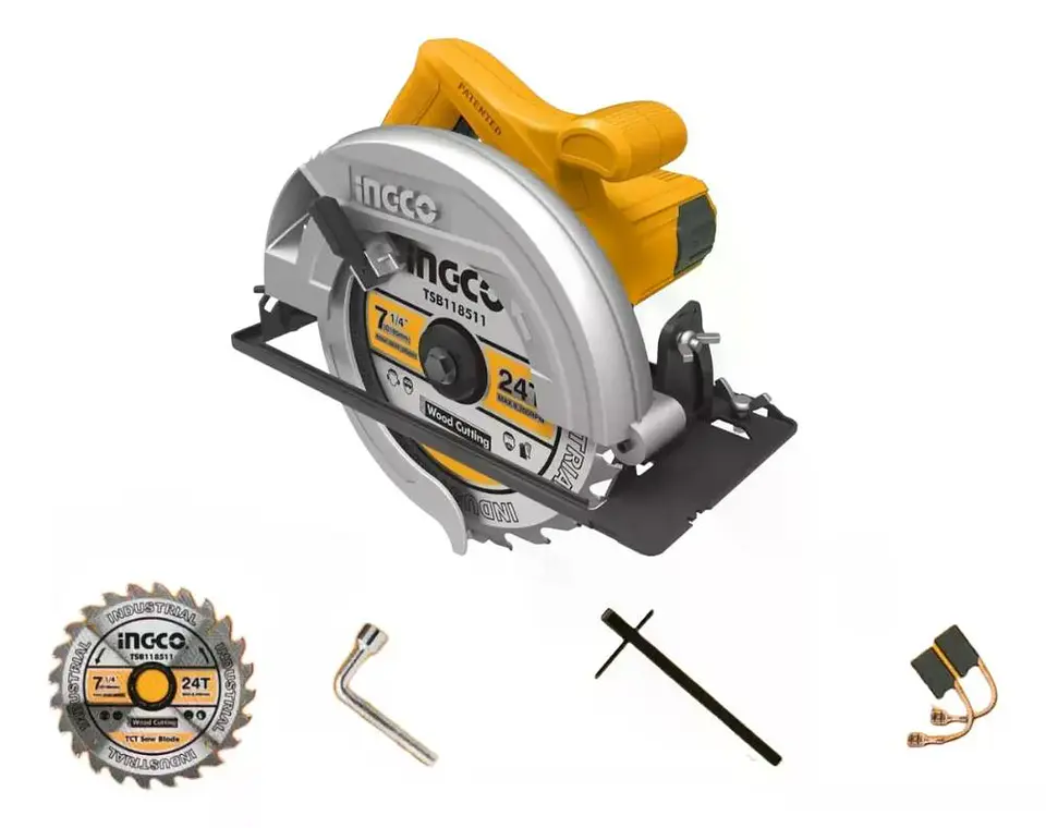 Sierra Circular Eléctrica Ingco 1400w + Disco 24 Dte + Acces Naranja 50/60hz 2