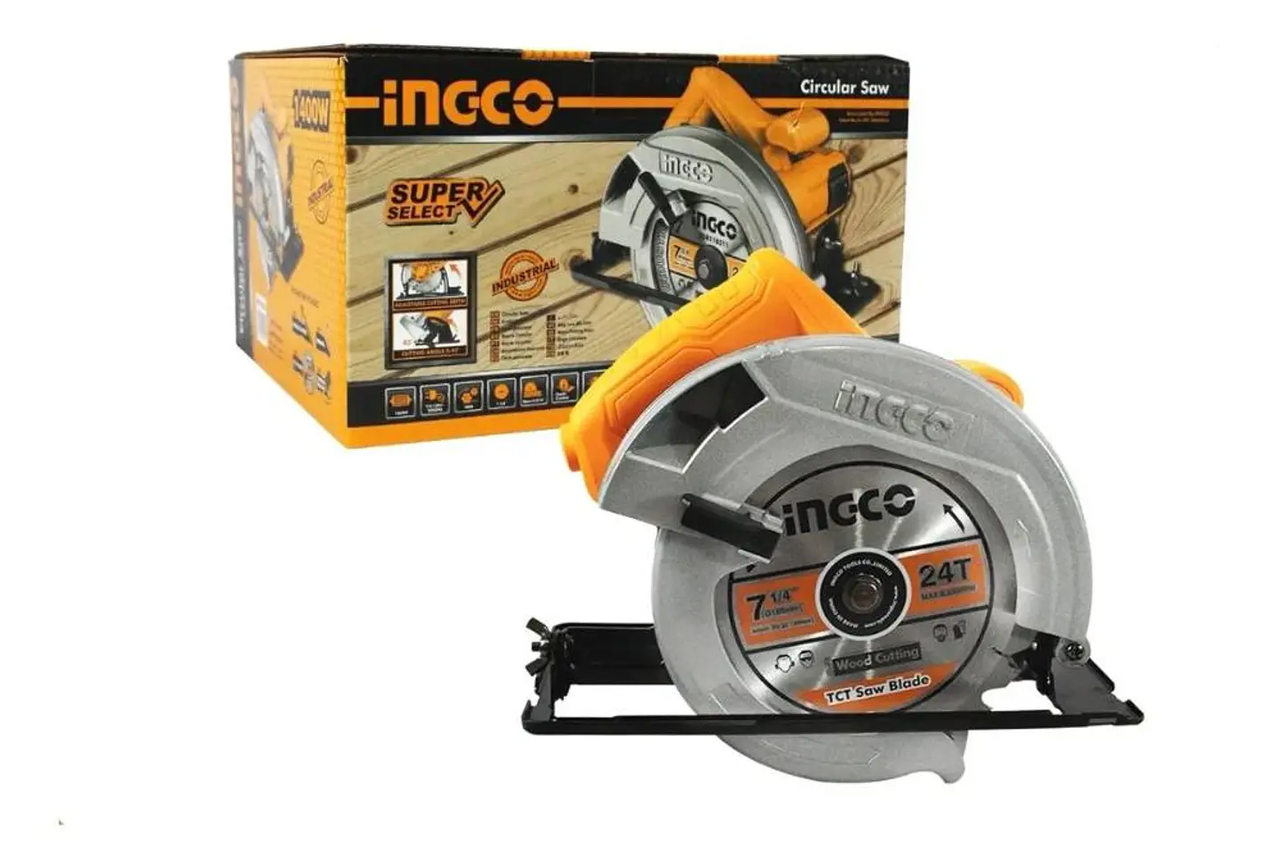 Sierra Circular Eléctrica Ingco 1400w + Disco 24 Dte + Acces Naranja 50/60hz 5