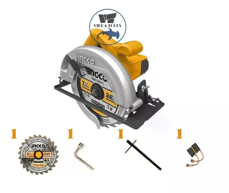 Sierra Circular Eléctrica Ingco 1400w + Disco 24 Dte + Acces Naranja 50/60hz 6