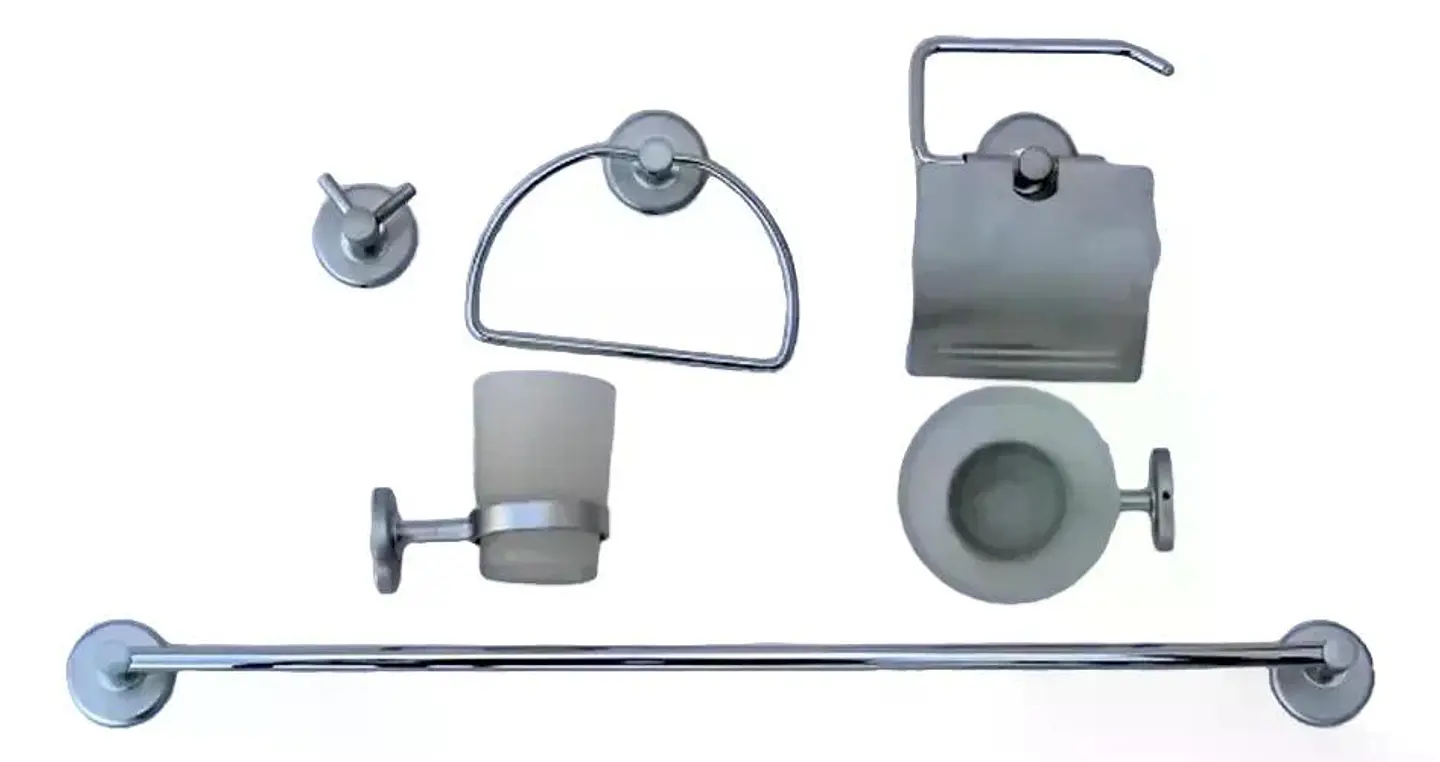 Set De Accesorios Baño Pared Freiburg Taumm Vidrio 6 Piezas Gris 2