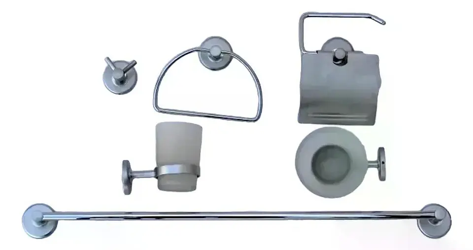 Set De Accesorios Baño Pared Freiburg Taumm Vidrio 6 Piezas Gris 2