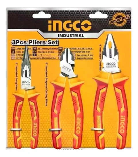 Set Juego De 3 Alicates Aislados Ingco Industrial Hikp28318