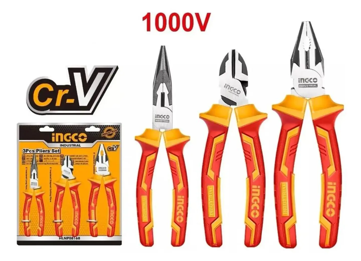 Set Juego De 3 Alicates Aislados Ingco Industrial Hikp28318 2