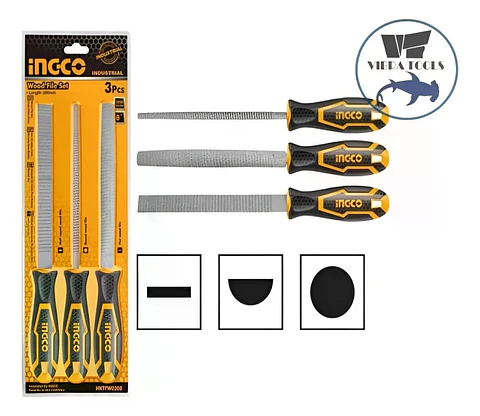 Set Limas Industrial Para Madera 3 Piezas Ingco Hktfw0308