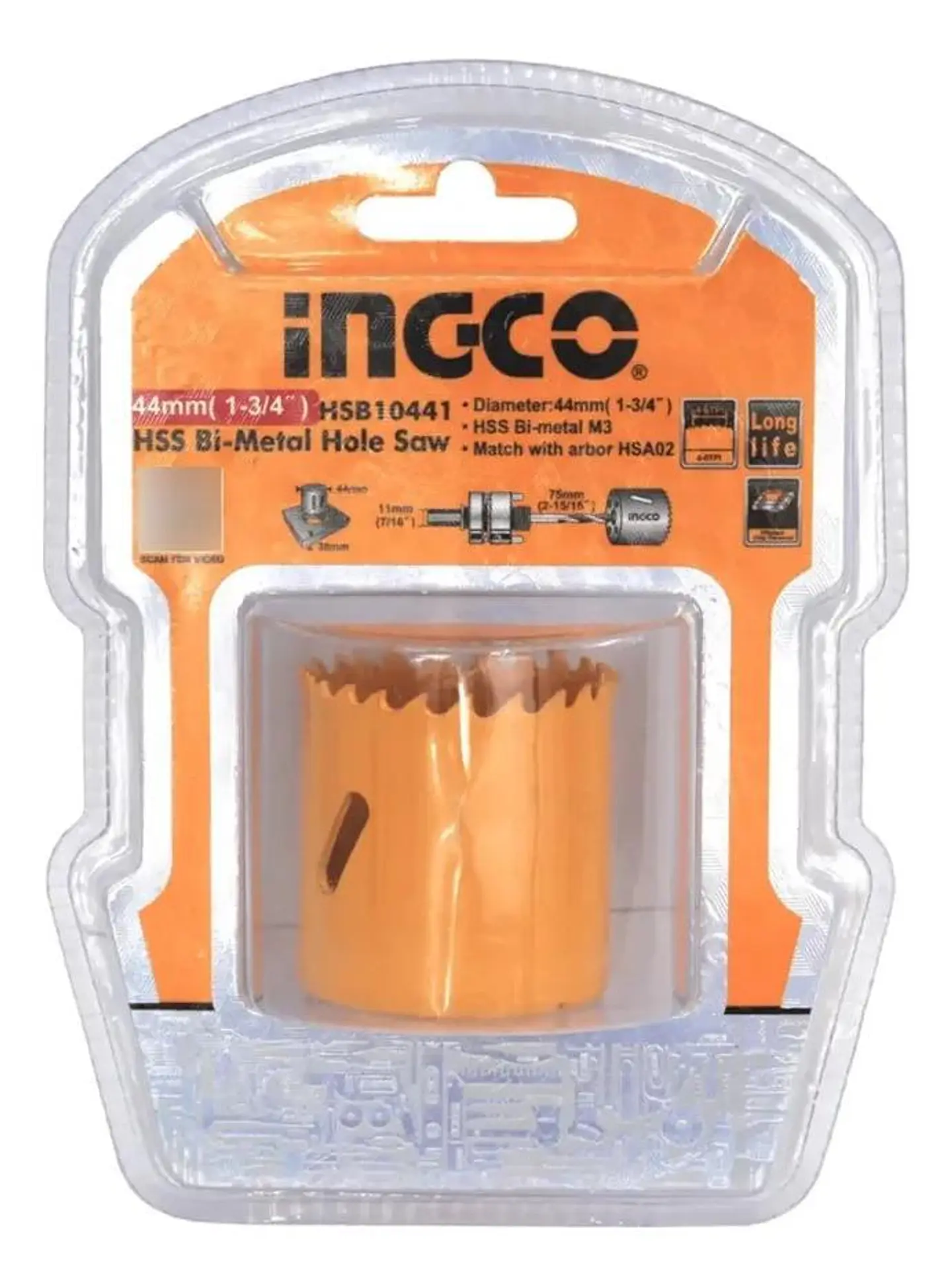 Sierra Copa Bimetálica Para Metales De 44 Mm 1 3/4 Ingco 6