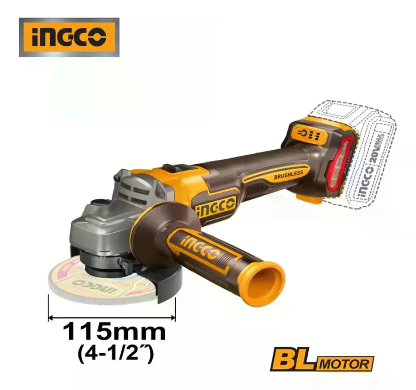 Set Kit Taladro Y Esmeril Bl Inalamb 20v Ingco + 2 Bat + Acc 6
