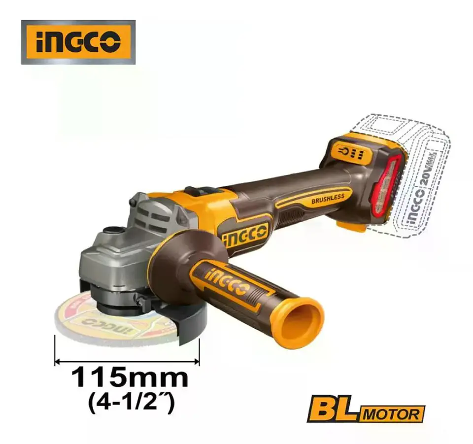 Set Kit Taladro Y Esmeril Bl Inalamb 20v Ingco + 2 Bat + Acc 6