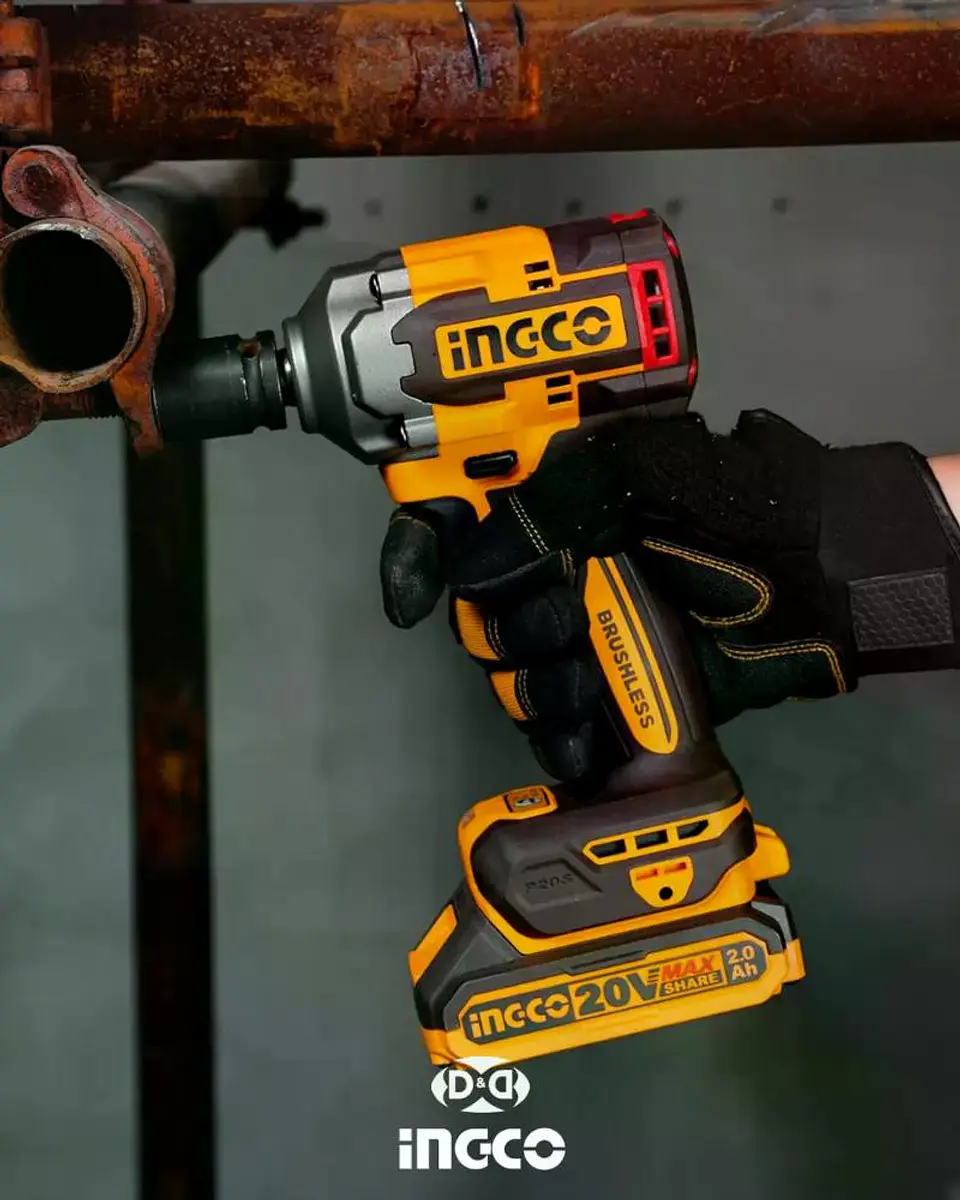 Set Taladro Percutor + Llave De Impacto Ingco +acc Ckli20275 Naranja Claro 20v 50hz/60hz 5