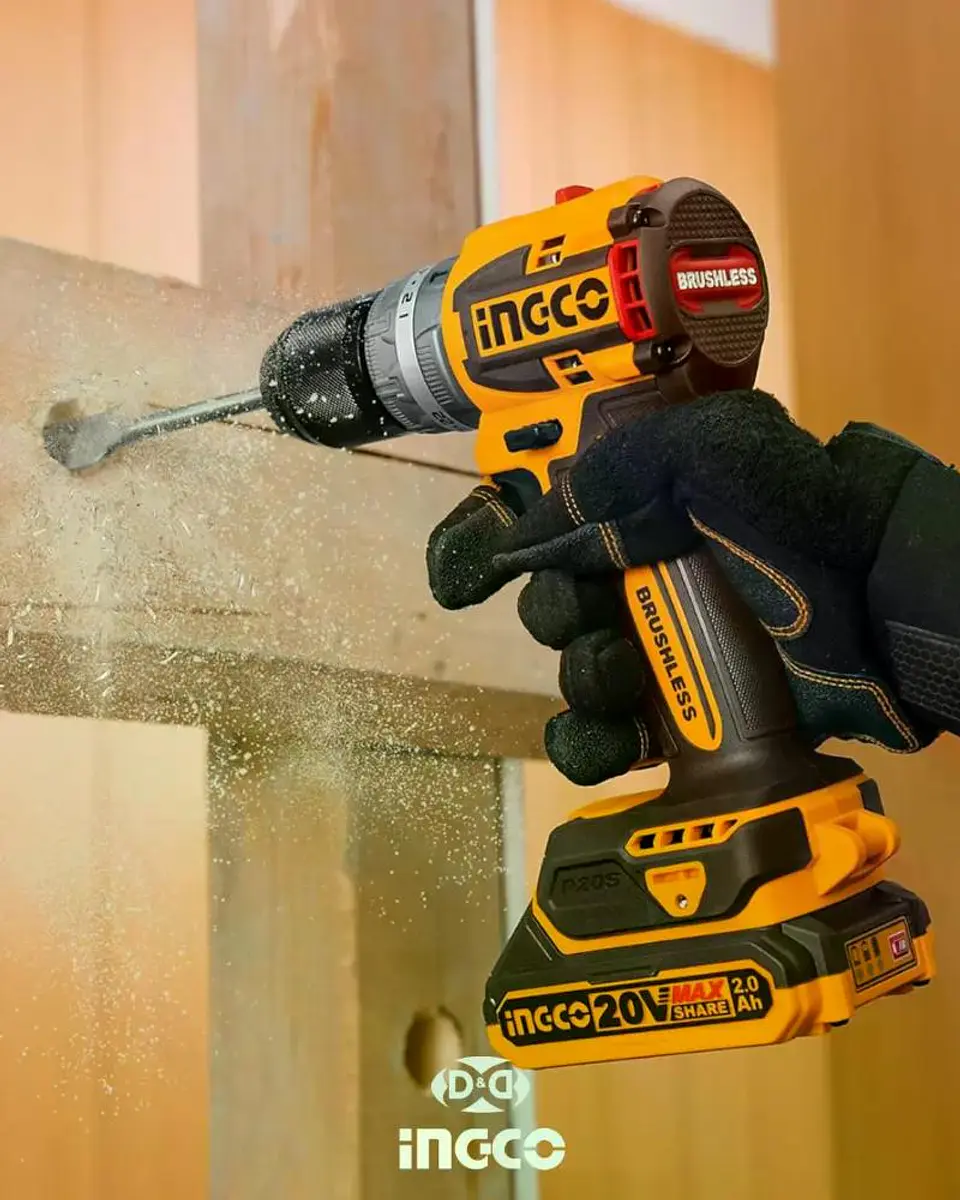 Set Taladro Percutor + Llave De Impacto Ingco +acc Ckli20275 Naranja Claro 20v 50hz/60hz 8
