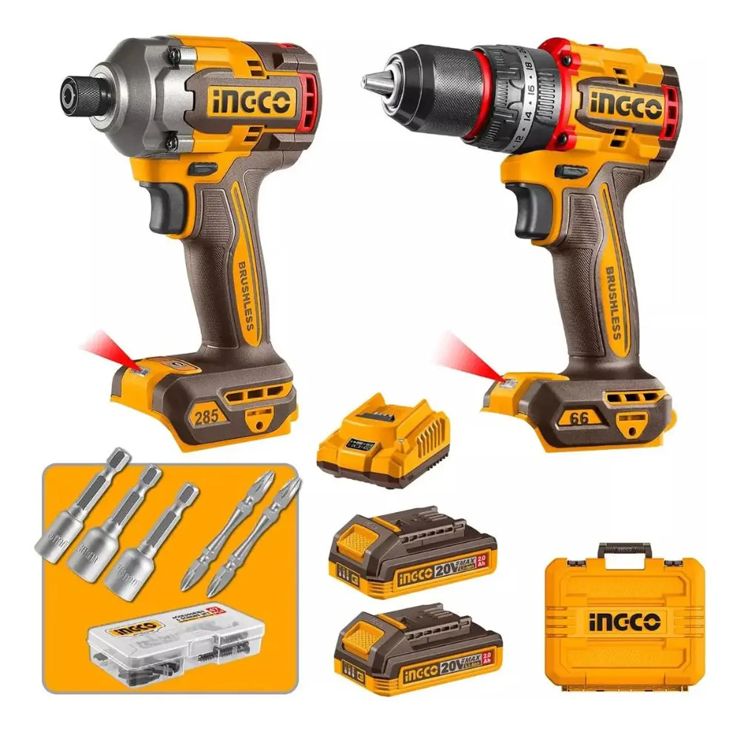 Set Taladro Percutor + Atornillador Imp Ingco +acc Ckli20277 10