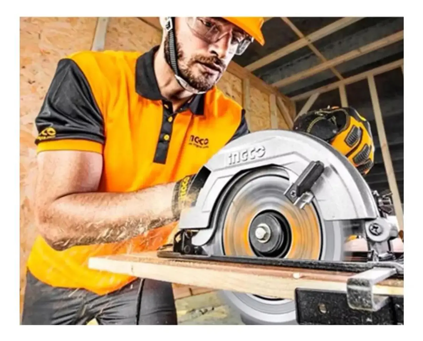 Sierra Circular Inalambrica Ingco 20v 140 Mm Indus Csli1401 Naranja Claro 50 Hz 6