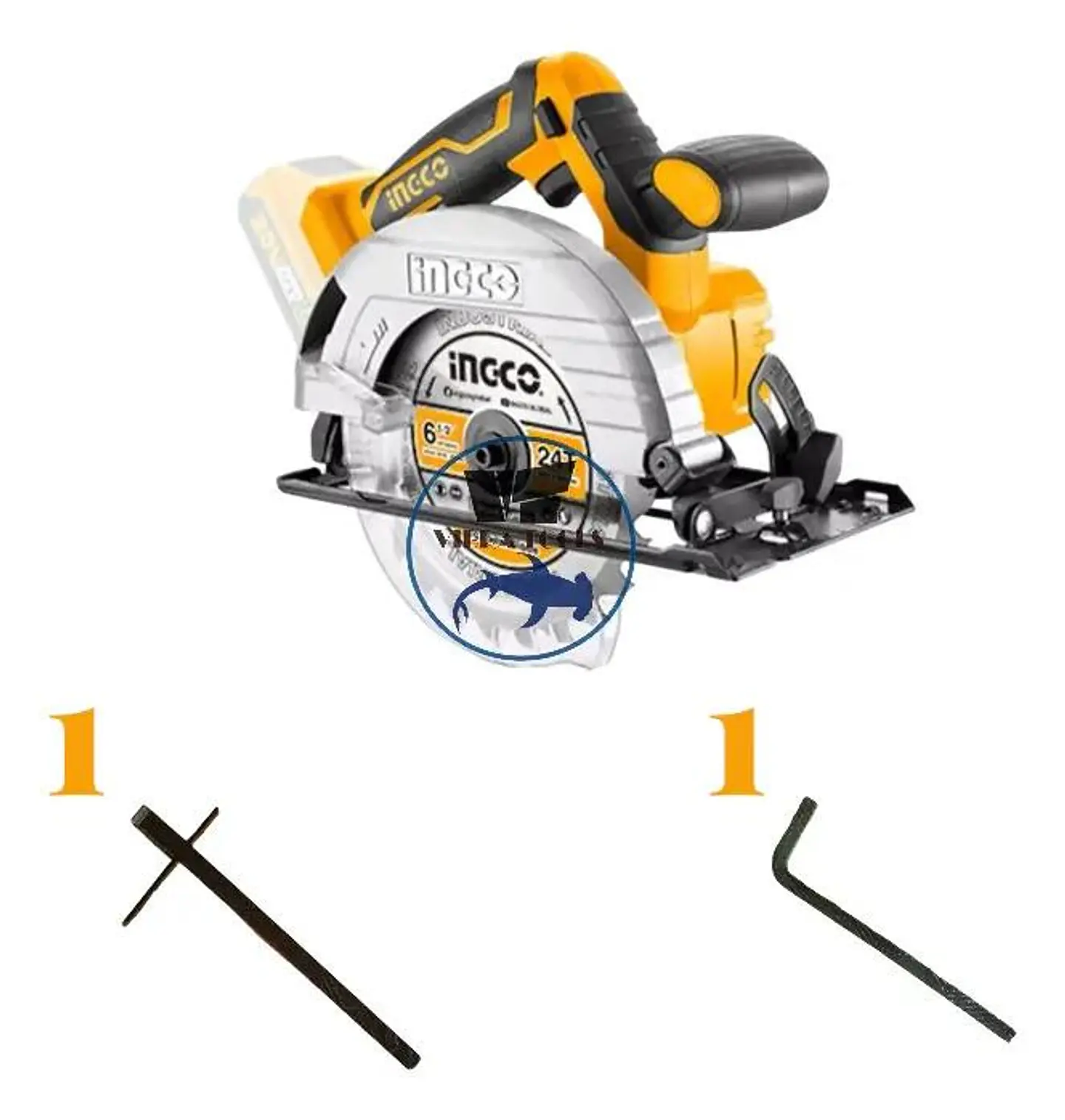 Sierra Circular Inalambrica Ingco 20v 140 Mm Indus Csli1401 Naranja Claro 50 Hz 10