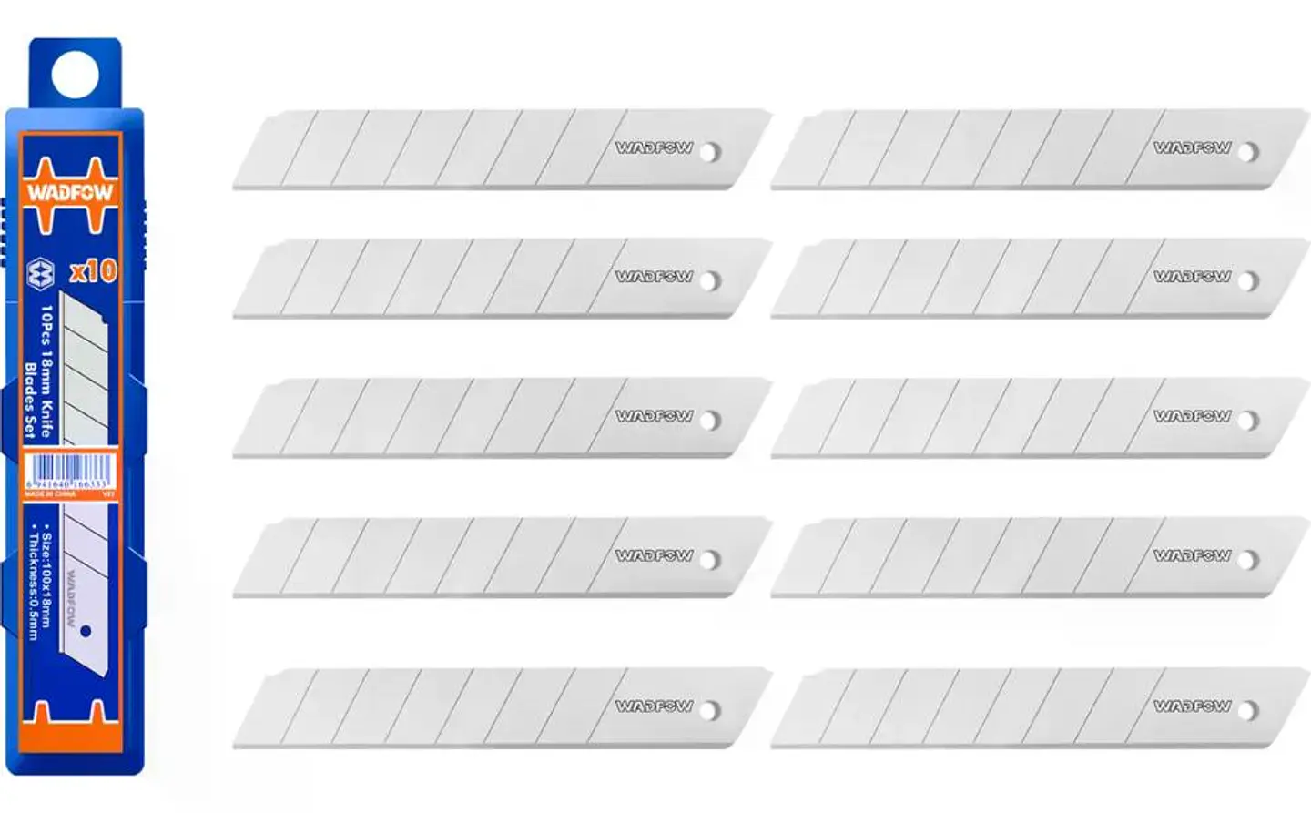 Set Pack 10 Und Repuesto Cuchillo Cartonero Wadfow 18x100 Mm 1