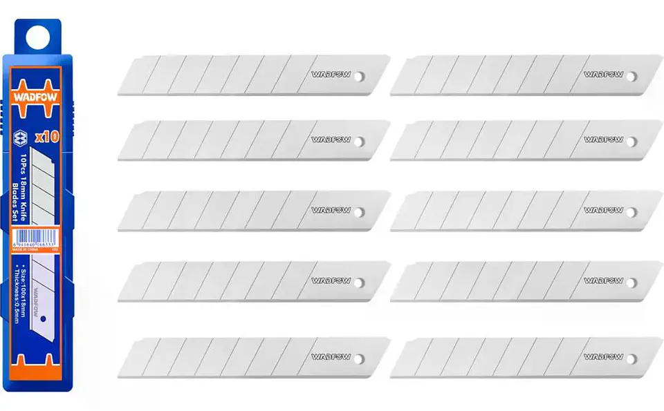 Set Pack 10 Und Repuesto Cuchillo Cartonero Wadfow 18x100 Mm 1