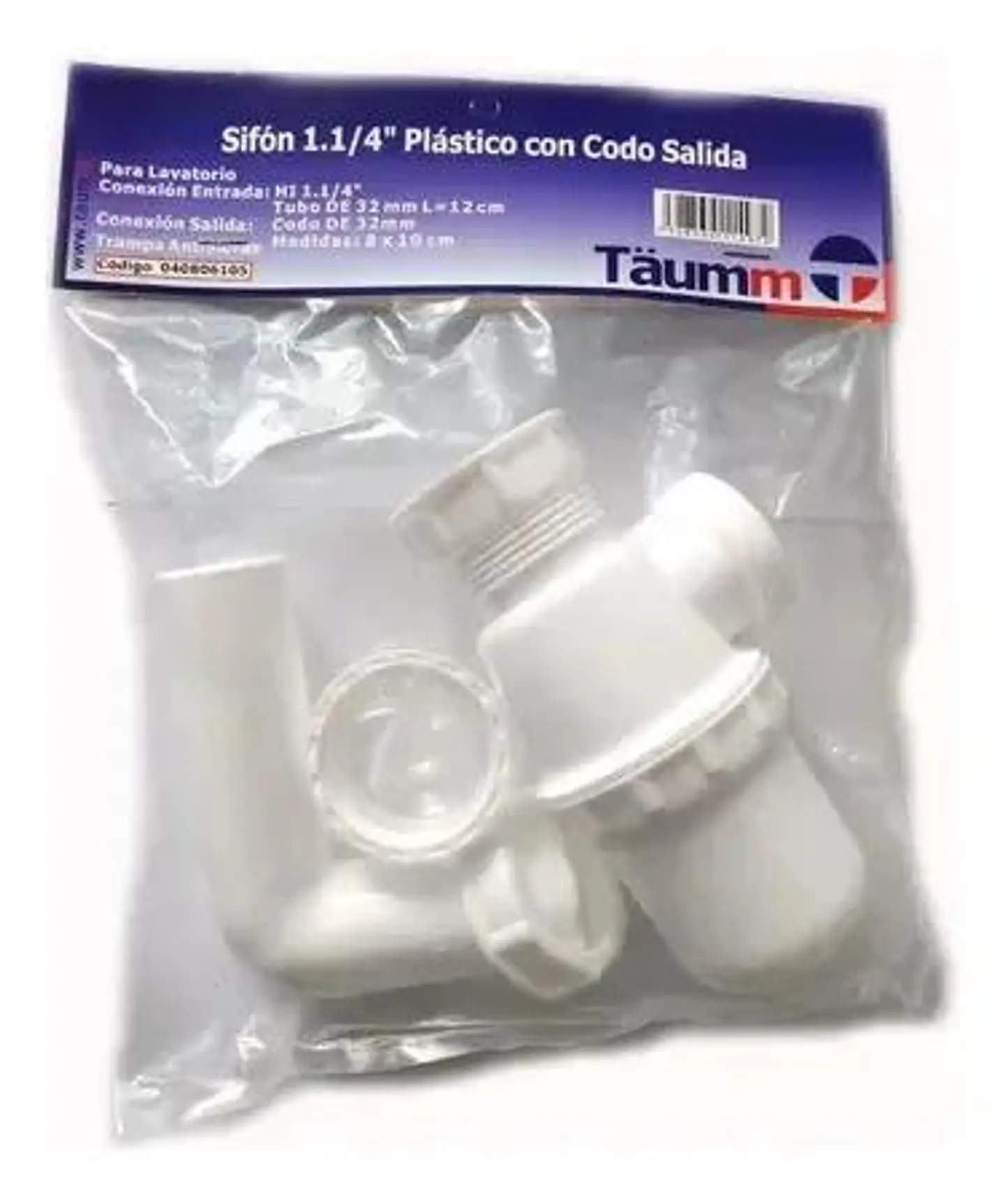 Sifon 1.1/4 Plastico Con Codo Salida Taumm Blanco 5