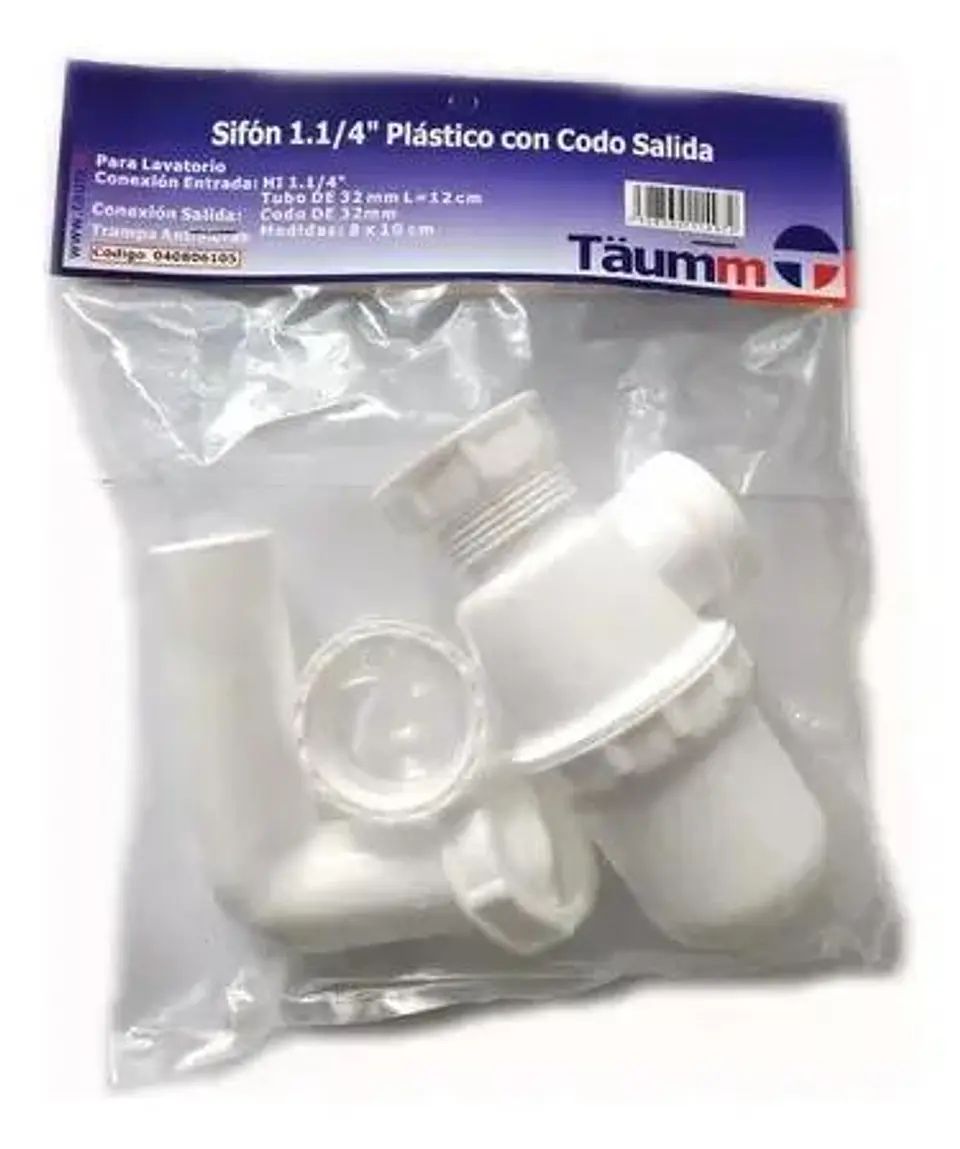 Sifon 1.1/4 Plastico Con Codo Salida Taumm Blanco 5