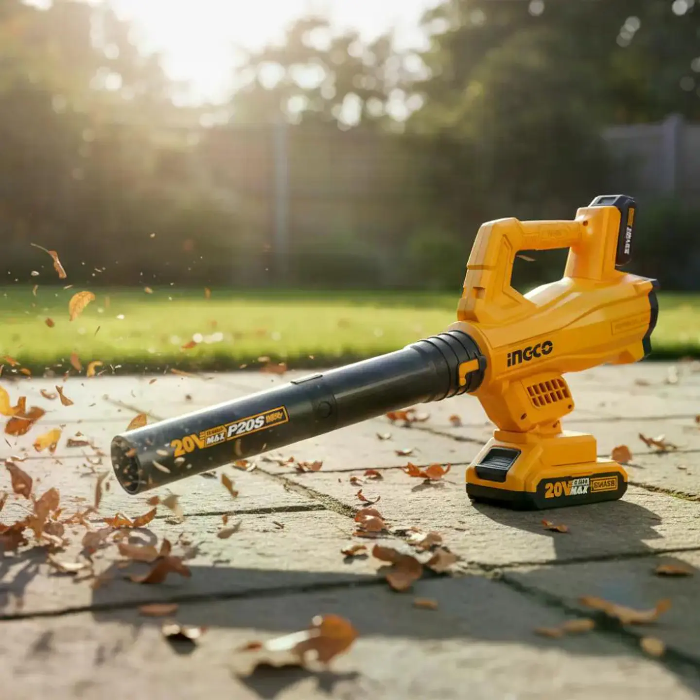 Soplador Inalámbrico Ingco 20v 8.5 M3/min + Bat 2 Ah + Carg Amarillo 1