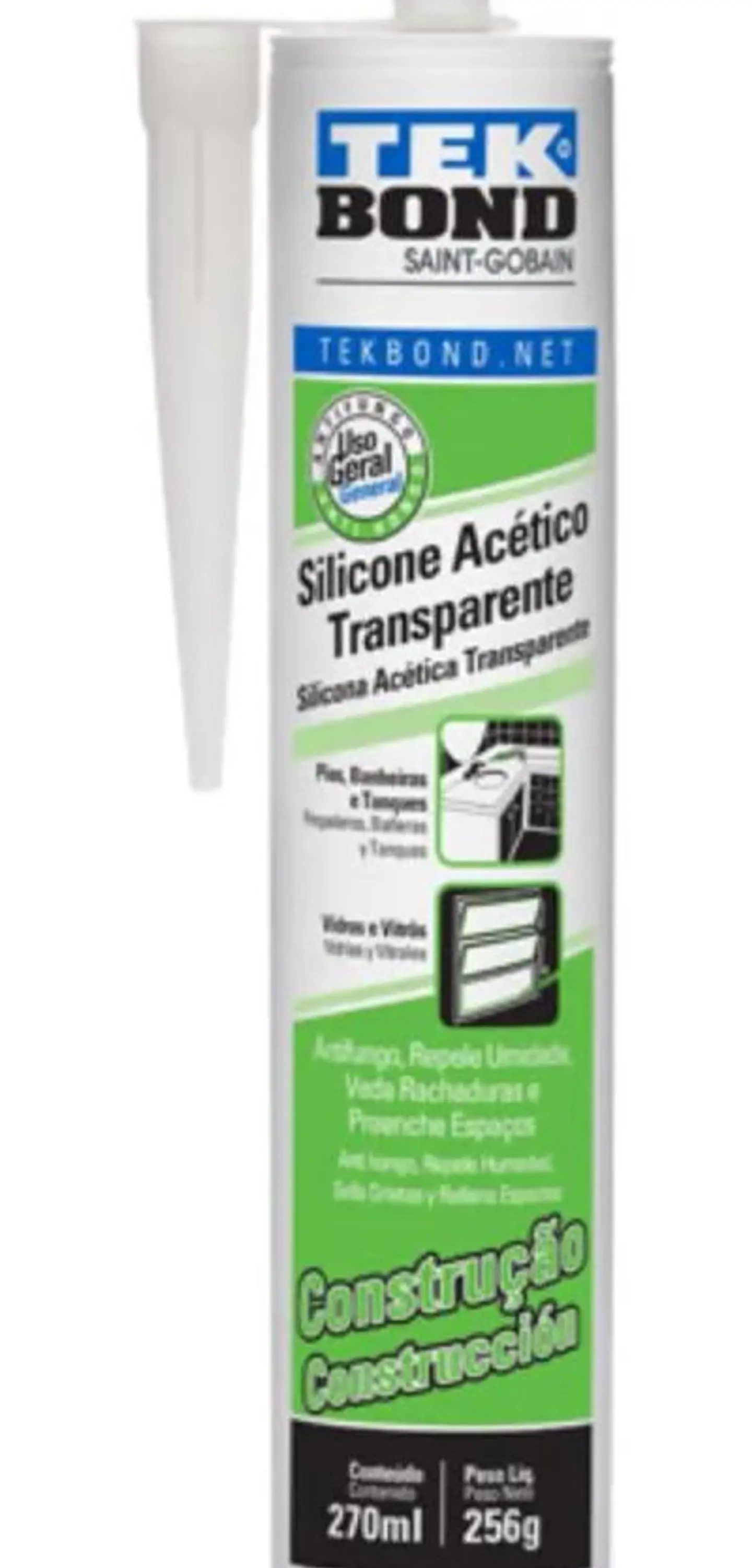 Silicona Acetica Constru Tekbond 270 Ml Incoloro Transparent 5